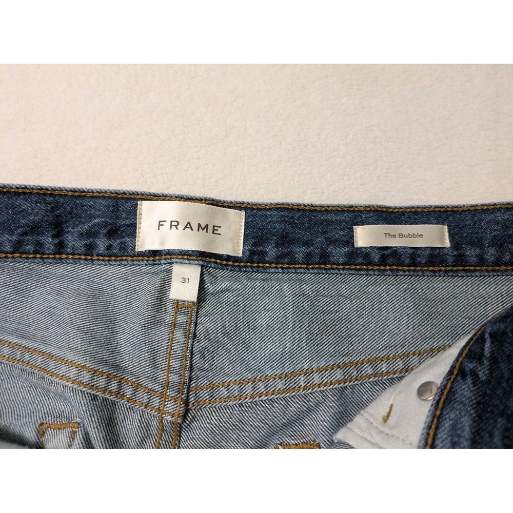 FRAME The Bubble Barrel Leg High Waist Curved Leg Jeans Blue Denim 31 - Picture 2 of 12